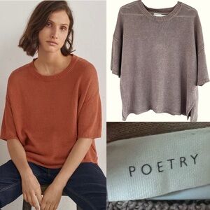Poetry 100% Linen Boxy Fit Sweater in Tan size 12